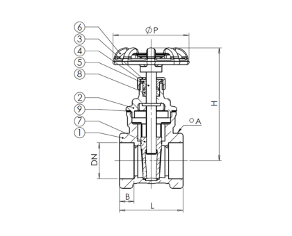 Задвижка клиновая латунь V1141 Ду 25 Ру16 ВР маховик Tecofi V1141-0025