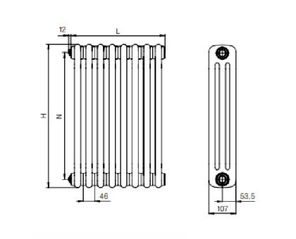 Стальной трубчатый радиатор RIFAR TUBOG TUB 3057-24-AN (Антрацит)