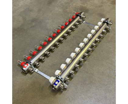 Колл.группа 1" х 13 вых 3/4" с расходомерами и термостатическими вентилями