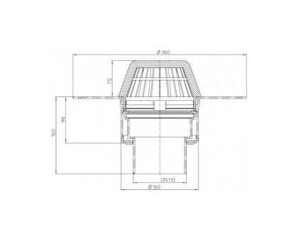 Кровельная воронка Hutterer & Lechner, вертикальный выпуск, с ПП-фланцем, DN 110