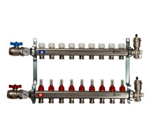 Коллектор из нержавеющей стали Stout в сборе с расходомерами 9 вых.
